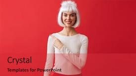  Presentation with happy image - Presentation design featuring young woman wearing christmas carnival background and a  colored foreground