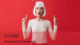 Presentation with christmas red - Cool new PPT theme with young woman wearing christmas carnival backdrop and a red colored foreground