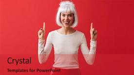  Presentation with young woman wearing boxer gloves - Amazing presentation design having young woman wearing christmas carnival backdrop and a  colored foreground