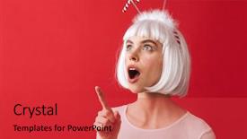  Presentation with golden christmas trumpet and red - Beautiful slide set featuring young woman wearing christmas carnival backdrop and a  colored foreground