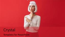  Presentation with purple festive christmas red - Colorful presentation theme enhanced with young woman wearing christmas carnival backdrop and a  colored foreground