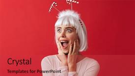  Presentation with purple festive christmas red - Cool new slide set with young woman wearing christmas carnival backdrop and a red colored foreground