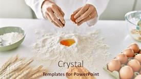  Presentation with cracking - PPT theme consisting of young-woman-wearing-cook-uniform background and a lemonade colored foreground