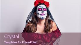  Presentation with day dead - Slide set featuring young-woman-wearing-day background and a violet colored foreground