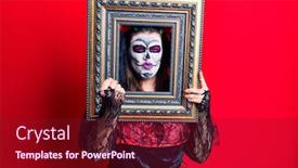  Presentation with day dead - Slide set with young-woman-wearing-day background and a tawny brown colored foreground