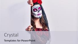  Presentation with day dead - PPT theme featuring young-woman-wearing-day background and a lemonade colored foreground