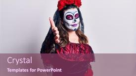  Presentation with day dead - Amazing slide deck having young-woman-wearing-day backdrop and a violet colored foreground
