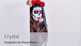  Presentation with day dead - Presentation theme featuring young-woman-wearing-day background and a light gray colored foreground