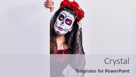  Presentation with day dead - Audience pleasing presentation theme consisting of young-woman-wearing-day backdrop and a light gray colored foreground