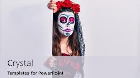  Presentation with day dead - Audience pleasing PPT theme consisting of young-woman-wearing-day backdrop and a light gray colored foreground