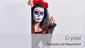  Presentation with day dead - Presentation design featuring young-woman-wearing-day background and a light gray colored foreground