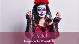  Presentation with day dead - PPT theme featuring young-woman-wearing-day background and a violet colored foreground