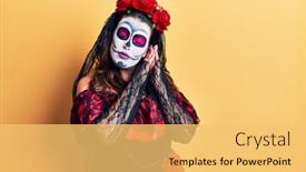  Presentation with day dead - Slides having young-woman-wearing-day background and a yellow colored foreground