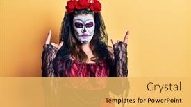  Presentation with day dead - Audience pleasing theme consisting of young-woman-wearing-day backdrop and a yellow colored foreground