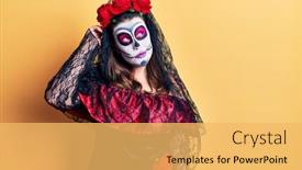  Presentation with day dead - Presentation consisting of young-woman-wearing-day background and a yellow colored foreground