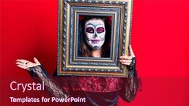  Presentation with day dead - Colorful presentation enhanced with young-woman-wearing-day backdrop and a tawny brown colored foreground