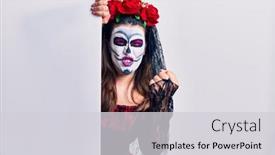  Presentation with day dead - Presentation theme having young-woman-wearing-day background and a light gray colored foreground