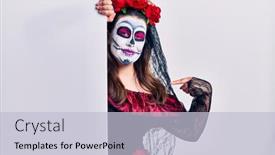  Presentation with day dead - Presentation theme featuring young-woman-wearing-day background and a light blue colored foreground