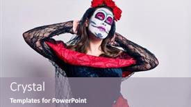  Presentation with day dead - Audience pleasing slide deck consisting of young-woman-wearing-day backdrop and a gray colored foreground