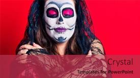  Presentation with day dead - Slide deck with young-woman-wearing-day background and a red colored foreground