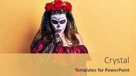  Presentation with day dead - Slide deck featuring young-woman-wearing-day background and a yellow colored foreground