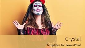  Presentation with day dead - PPT theme enhanced with young-woman-wearing-day background and a yellow colored foreground