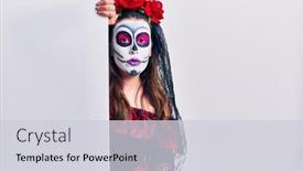  Presentation with day dead - Presentation design enhanced with young-woman-wearing-day background and a light gray colored foreground