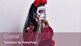  Presentation with day dead - Beautiful PPT layouts featuring young-woman-wearing-day backdrop and a violet colored foreground