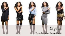  Presentation with collage - Slides with young woman wearing dress party background and a  colored foreground