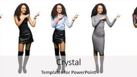  Presentation with collage - Cool new slide deck with young woman wearing dress party backdrop and a light gray colored foreground