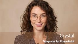  Presentation with eyeglasses - Slide deck with young-woman-wearing-eyeglasses-isolated background and a coral colored foreground