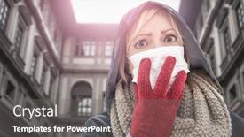  Presentation with face mask - Slide set featuring young-woman-wearing-face-mask background and a gray colored foreground