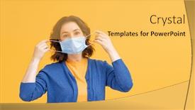 Presentation with flu virus - Cool new slide deck with young-woman-wearing-facemask-during backdrop and a yellow colored foreground