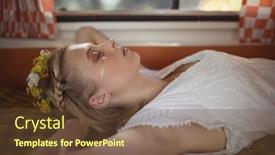  Presentation with sleeping - Slide set consisting of young-woman-wearing-flowers-sleeping background and a tawny brown colored foreground