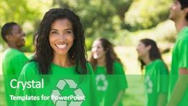 Presentation with recycling - Presentation design with young woman wearing green recycling background and a shamrock green colored foreground
