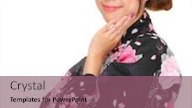  Presentation with kimono - Audience pleasing presentation consisting of young woman wearing japanese kimono backdrop and a violet colored foreground