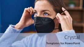  Presentation with mask - PPT layouts consisting of young-woman-wearing-medical-mask background and a  colored foreground