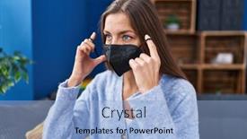  Presentation with mask - Slides featuring young-woman-wearing-medical-mask background and a light blue colored foreground