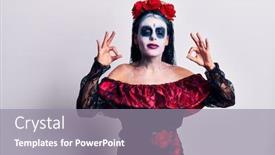  Presentation with mexican day - Slide deck with young-woman-wearing-mexican-day background and a gray colored foreground