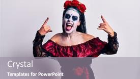  Presentation with mexican day - Presentation design having young-woman-wearing-mexican-day background and a gray colored foreground