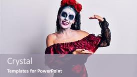  Presentation with mexican day - Amazing slide deck having young-woman-wearing-mexican-day backdrop and a gray colored foreground