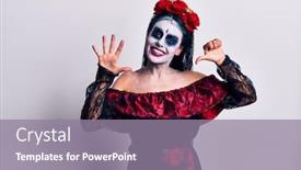  Presentation with mexican day - Slides with young-woman-wearing-mexican-day background and a gray colored foreground