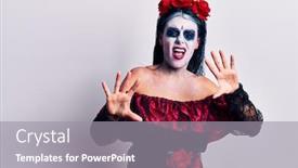  Presentation with mexican day - Theme consisting of young-woman-wearing-mexican-day background and a gray colored foreground