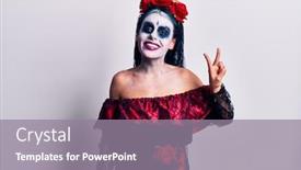  Presentation with mexican day - Slides with young-woman-wearing-mexican-day background and a gray colored foreground