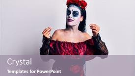  Presentation with mexican day - PPT layouts having young-woman-wearing-mexican-day background and a gray colored foreground