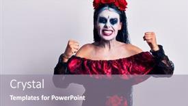  Presentation with mexican day - Amazing slide deck having young-woman-wearing-mexican-day backdrop and a gray colored foreground