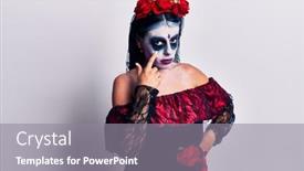  Presentation with mexican day - Slide deck with young-woman-wearing-mexican-day background and a gray colored foreground