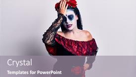  Presentation with mexican day - Slides having young-woman-wearing-mexican-day background and a gray colored foreground