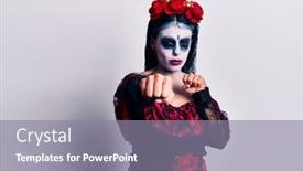  Presentation with mexican day - PPT theme consisting of young-woman-wearing-mexican-day background and a gray colored foreground