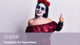  Presentation with mexican day - Slide set with young-woman-wearing-mexican-day background and a gray colored foreground